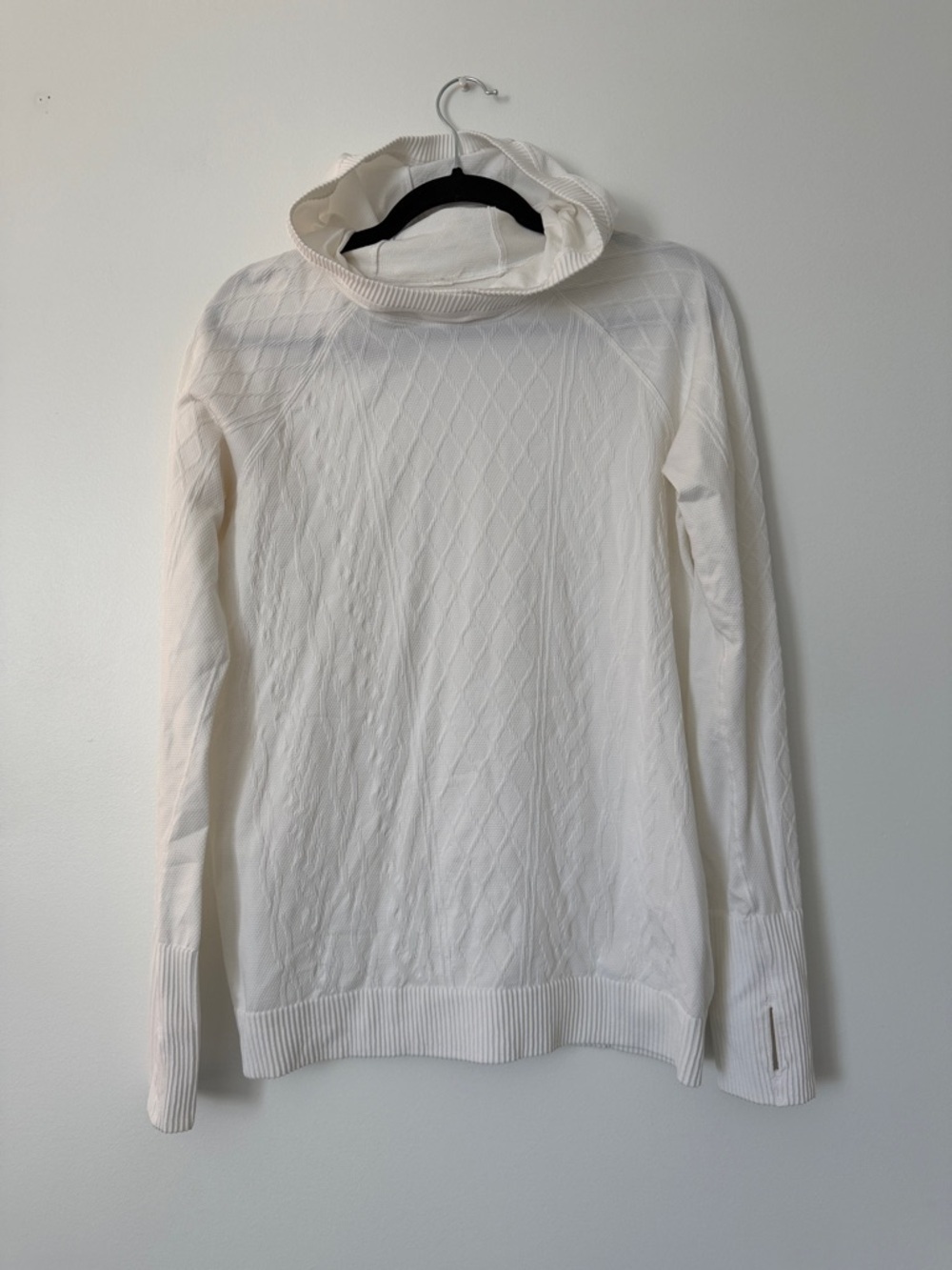 Lululemon Hooded Restless White Diamond-Texture Sweater